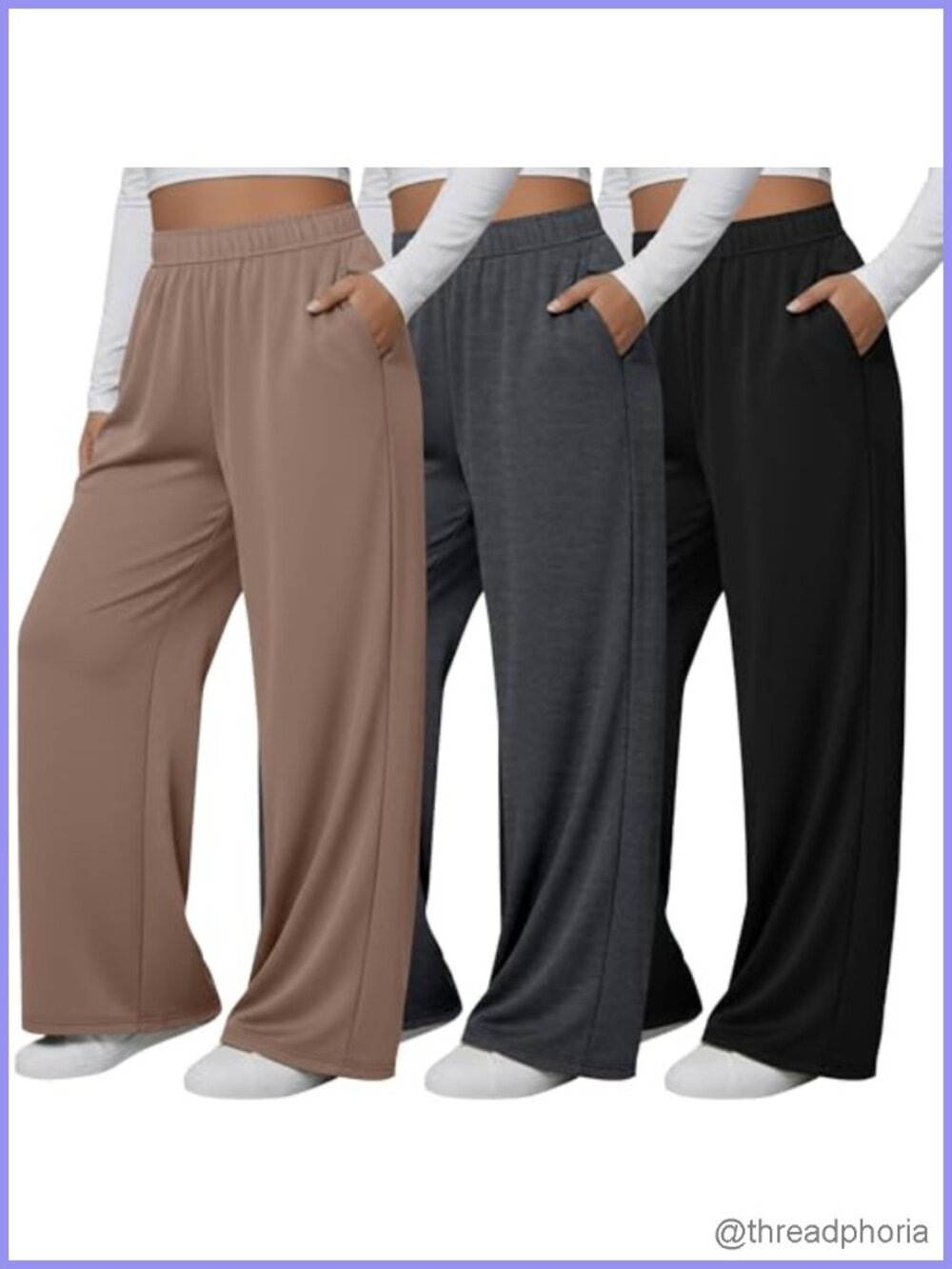 Plus Size Wide Leg Lounge Pants 3 Pack